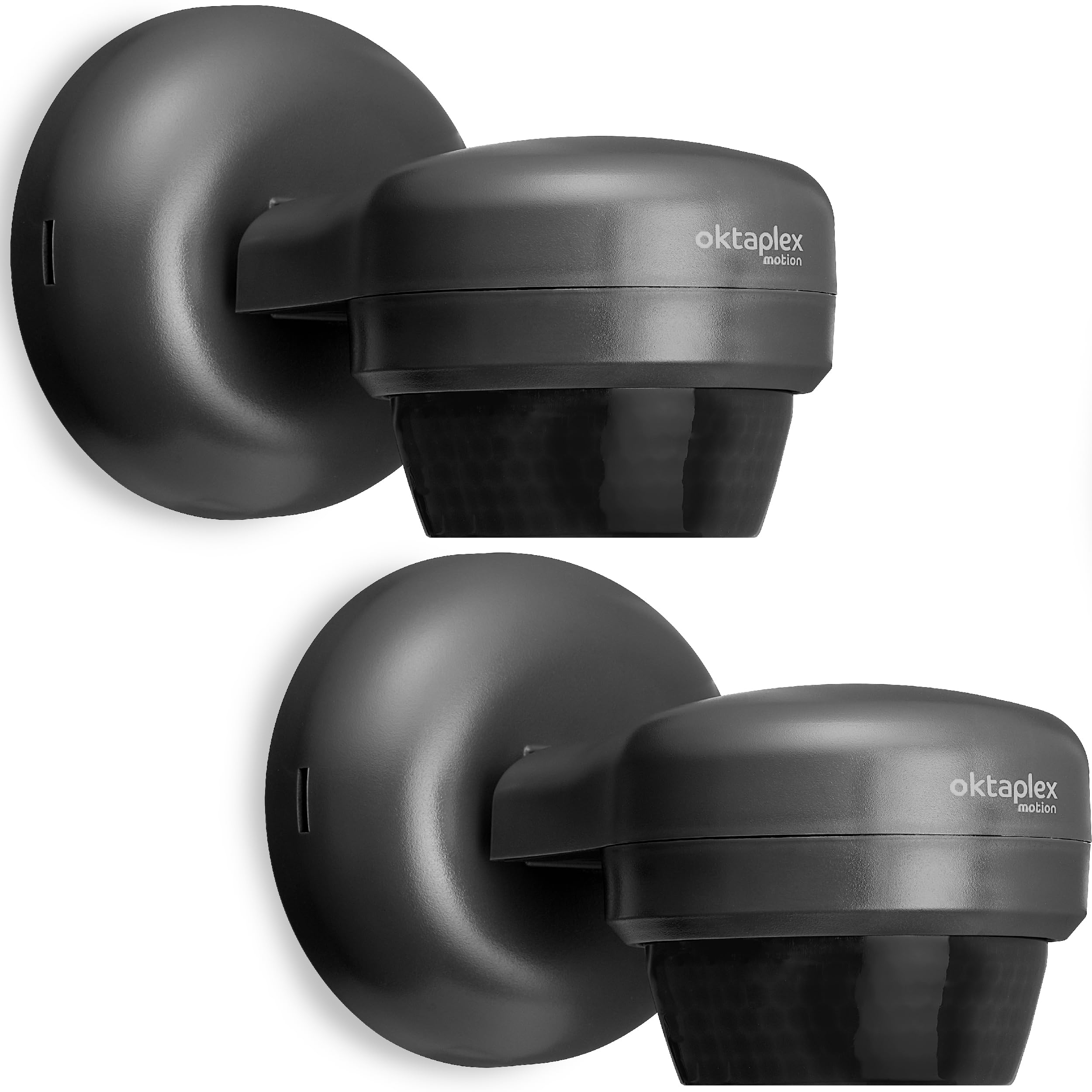 Oktaplex - Detector de movimiento exterior (2 unidades, 360 °) | PIR de 360° con alcance de 10 m e índice IP65, orientable con sensor crepuscular para montaje en saliente