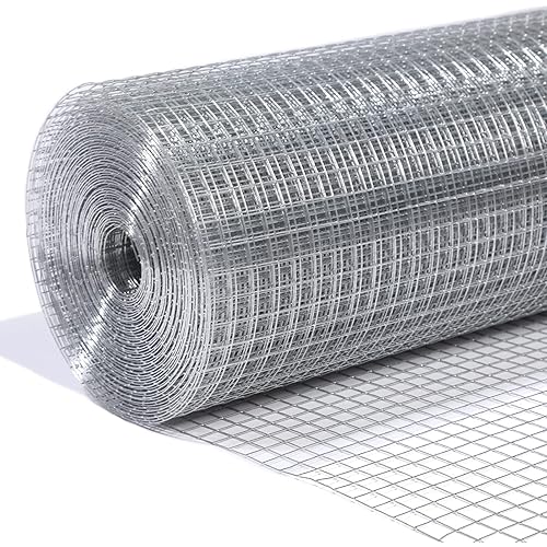 1/2” Galvanized Hardware Cloth 48" x 100' 19 Gauge, Hot-dip Galvanized After Welding, Chicken Wire Raised Garden Bed Plant Supports Poultry Netting Wire Cloth &Galvanized Wire Mesh Roll
