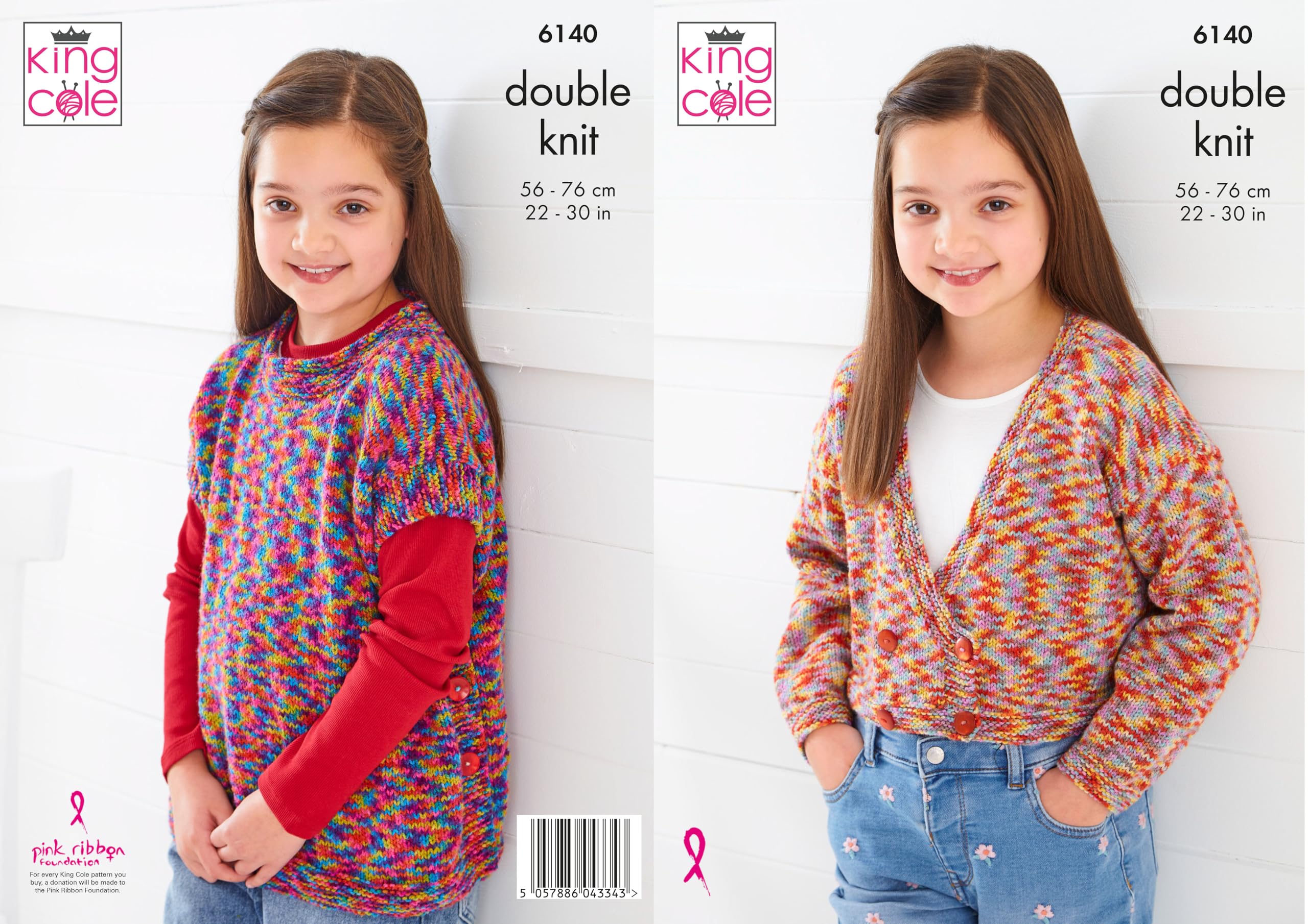 Knitting Pattern Girls Cardigan & Tabard King Cole Kids Fashion 6140