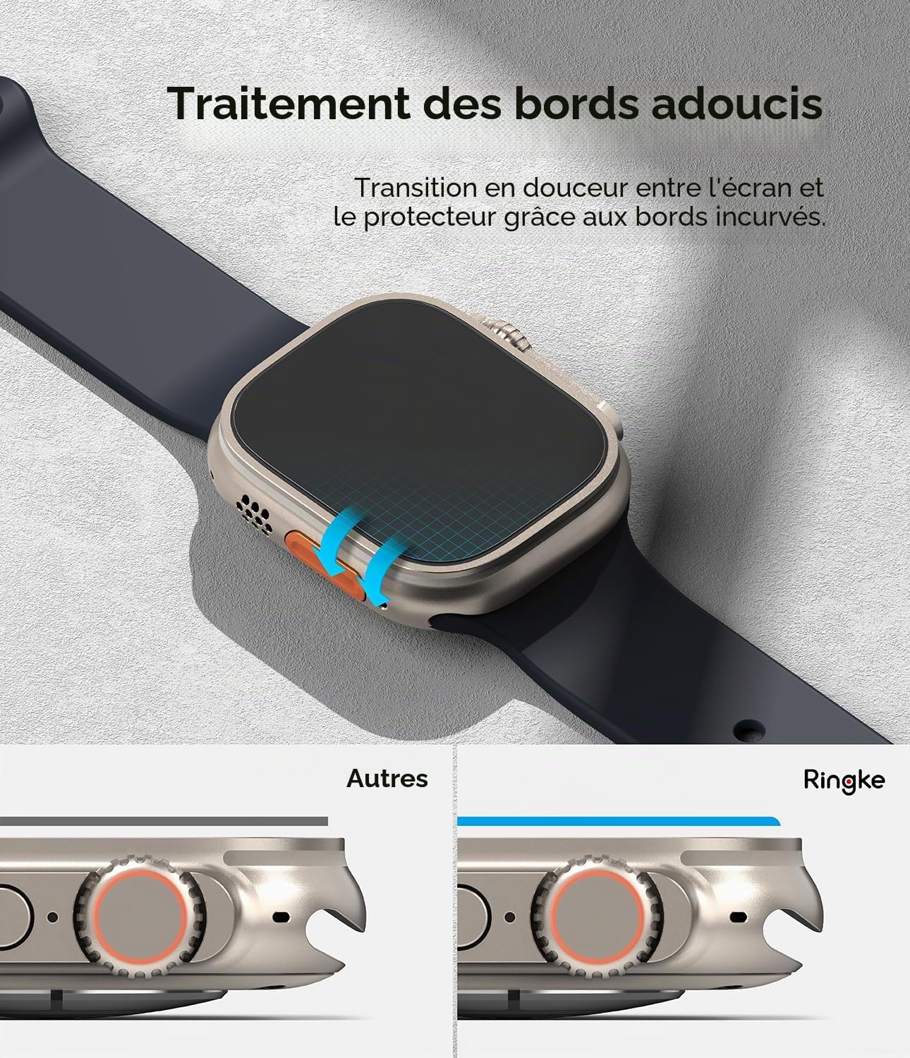 Ringke Verre Trempé Compatible avec Apple Watch Ultra 3/2 / 1 49mm [Tempered Glass] [4 Pack] Protecteur d'écran Taille Exacte Transparent Anti-Rayures 9H Dureté