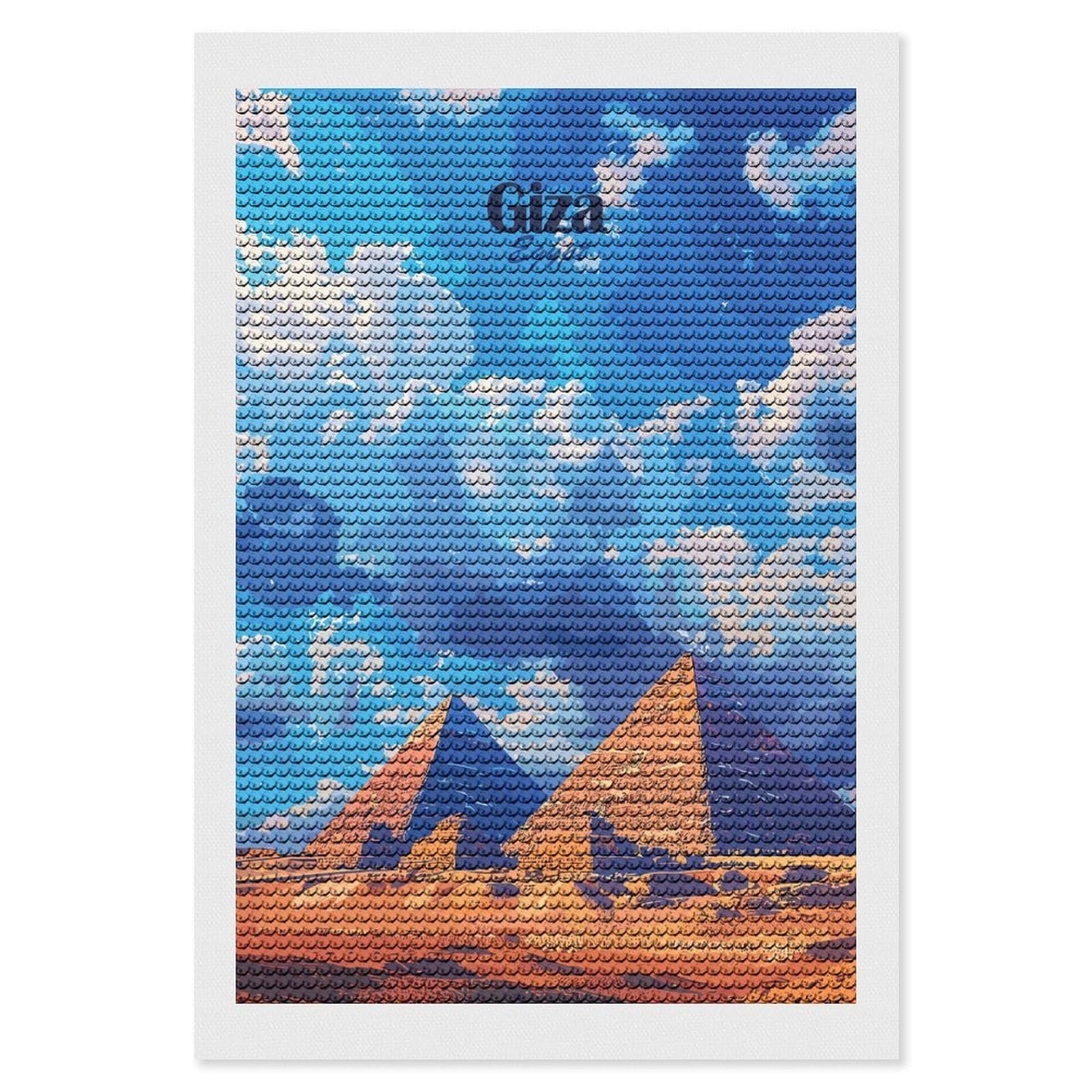 Junmoney Giza Pyramids, Egypt Diamond Painting Canvas Set 8"x12", with Tool Kit, Easy to Enjoy, Home Wall Decor, Thoughtful Handmade Gift