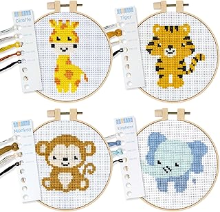 Cross Stitch Kits: Stamped Cross Stitch Kits for Beginners. [1 Embroidery Hoop] Simple and Easy Beginner Cross Stitch Kits for Adults and Kids, use as a Needlepoint Kits for Beginners
