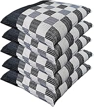 Zabuton Cover, 23.2 x 24.8 inches (55 x 59 cm), Set of 5, A Shijira Lattice, Black, 55x59, 5-piece Set