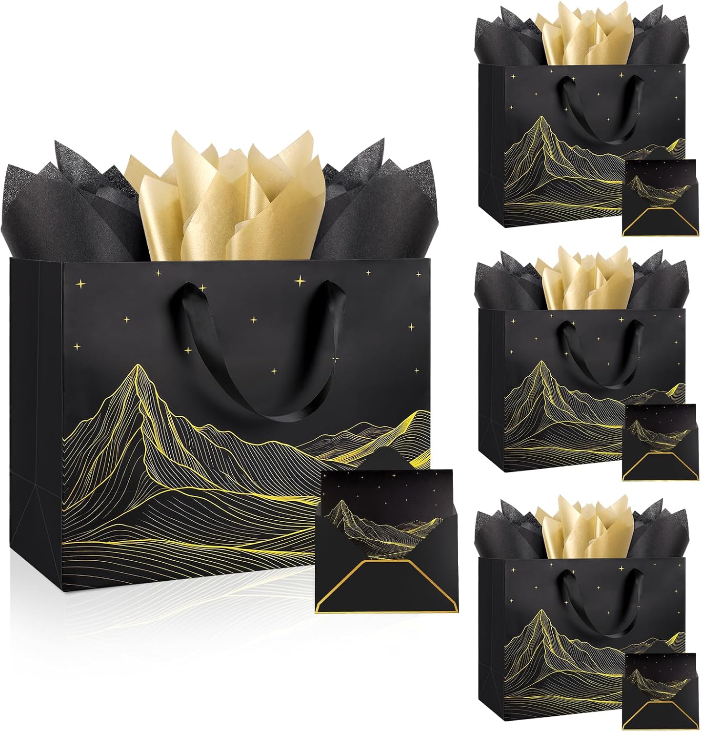 Addblu 3 Pack Large Gift Bags with Handles & 9 Sheets Tissue Paper