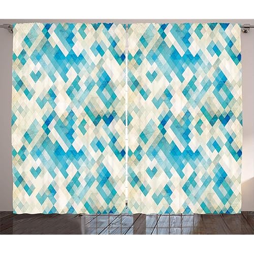 Curtain Cream Turquoise Amazon Com