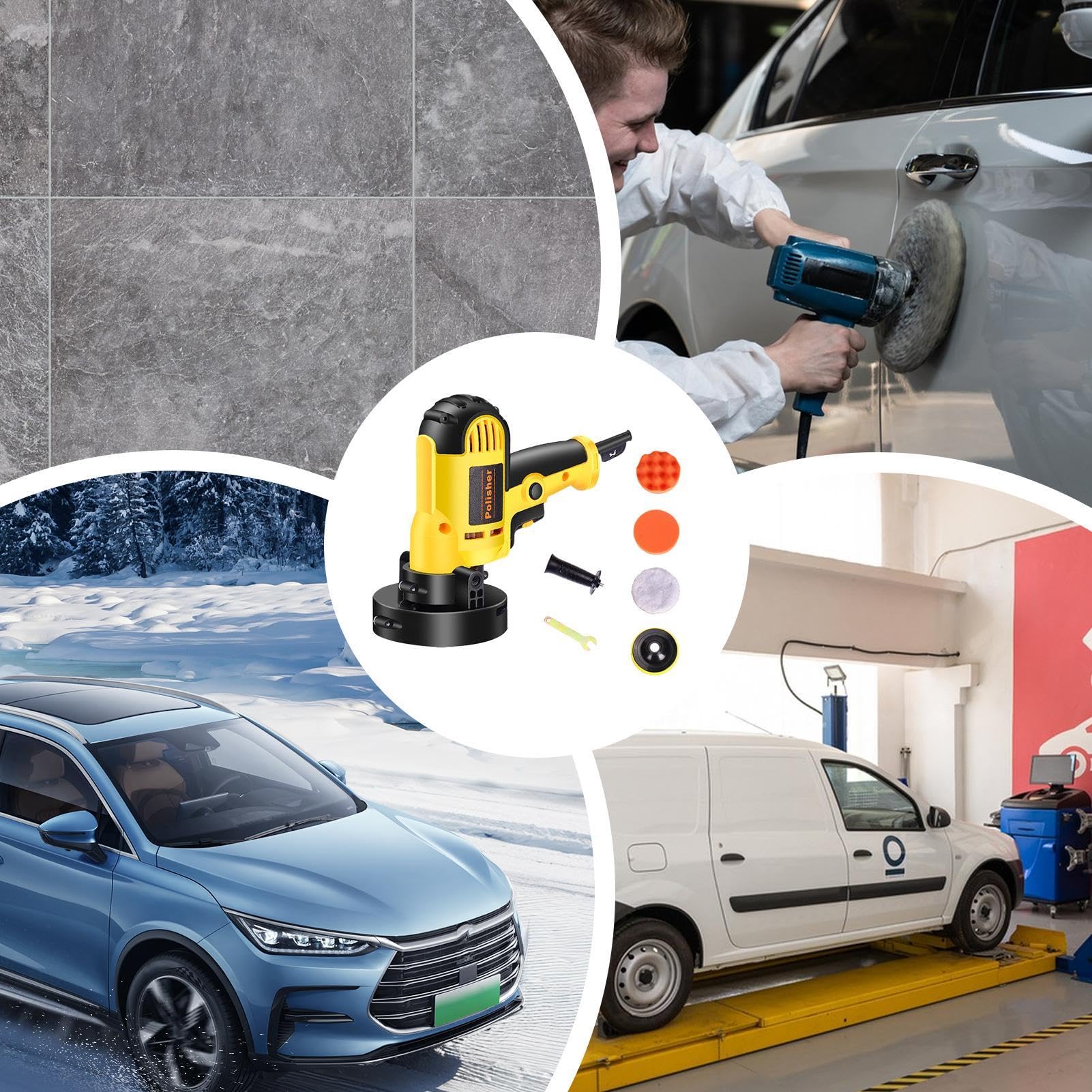 Lucidatrice manuale per per auto, kit completo di 100 ml di e