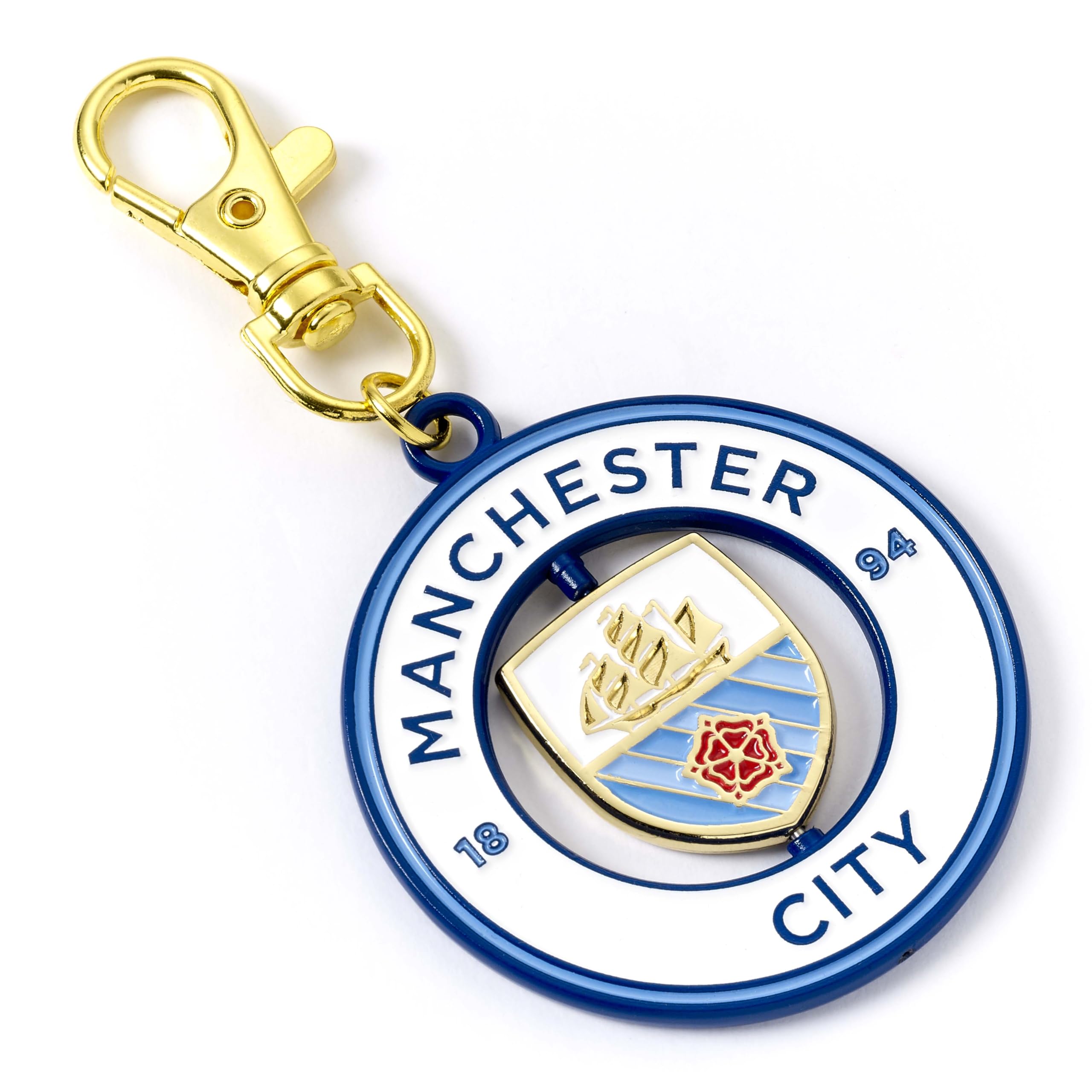The Carat Shop Unisex Blue Manchester City Football Club Spinning Logo Backpack Hanger