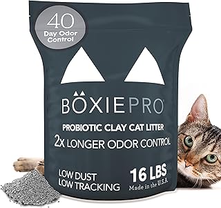 Boxie Probiotic Cat Litter, 40 Day Odor Control, Clumping Clay Kitty Litter, Odor Eliminating Probiotics, Dust-Free, No Fragrances No Fillers, 16 lb