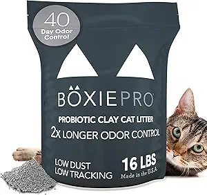 Boxie Probiotic Cat Litter, 30 Day Odor Control, Clumping Clay Kitty Litter, Odor Eliminating Probiotics, Dust-Free, No Fragrances No Fillers, 16 lb