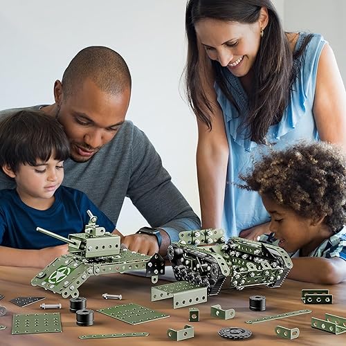 Miniatura 5 de Lucky Doug STEM Building Projects Model Army Tank Set  284 piezas de juguetes de construcción de proyectos STEM para niños de 8 a 12 años, kit de