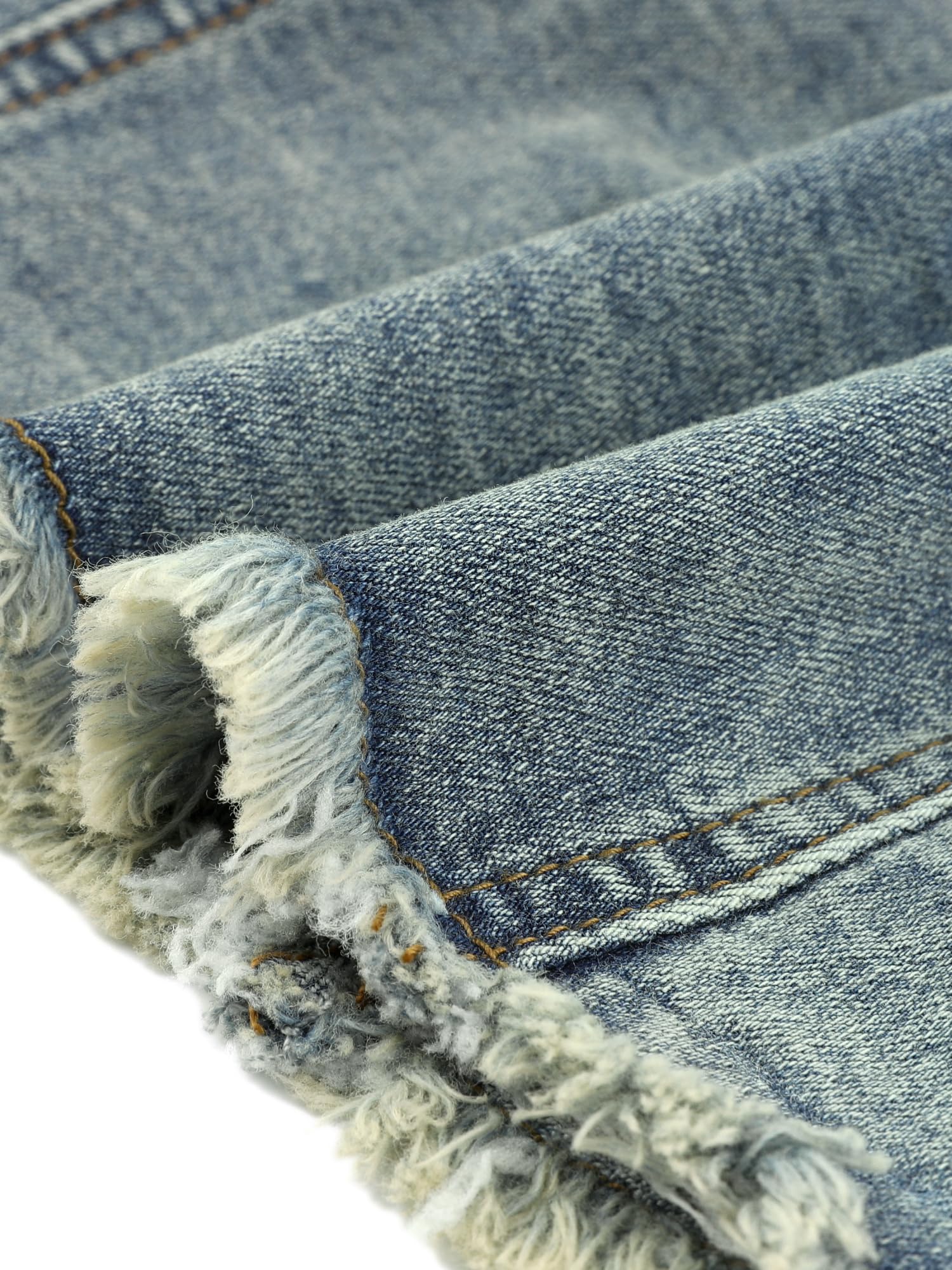 Allegra K Veste en Jean Femmes Effiloché Blouson Court en Denim Boutonnée