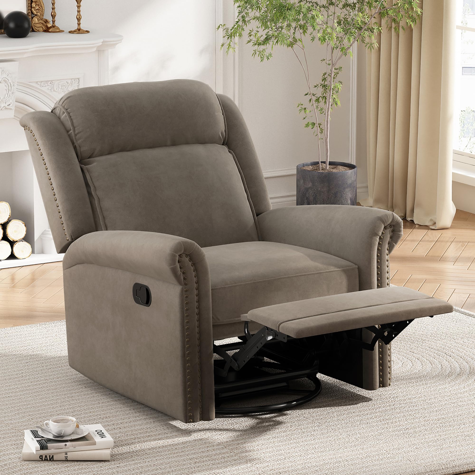 Christopher Knight Home Poltrona Reclinabile Giovanni – Tessuto 100% Poliestere, Gambe In Plastica Nera, Facile Da Montare