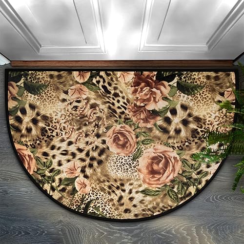 Miniatura 8 de Tapete de piso de puerta media redonda de mármol antideslizante tapete de área de medio círculo duradero lavable para sala de estar dormitorio