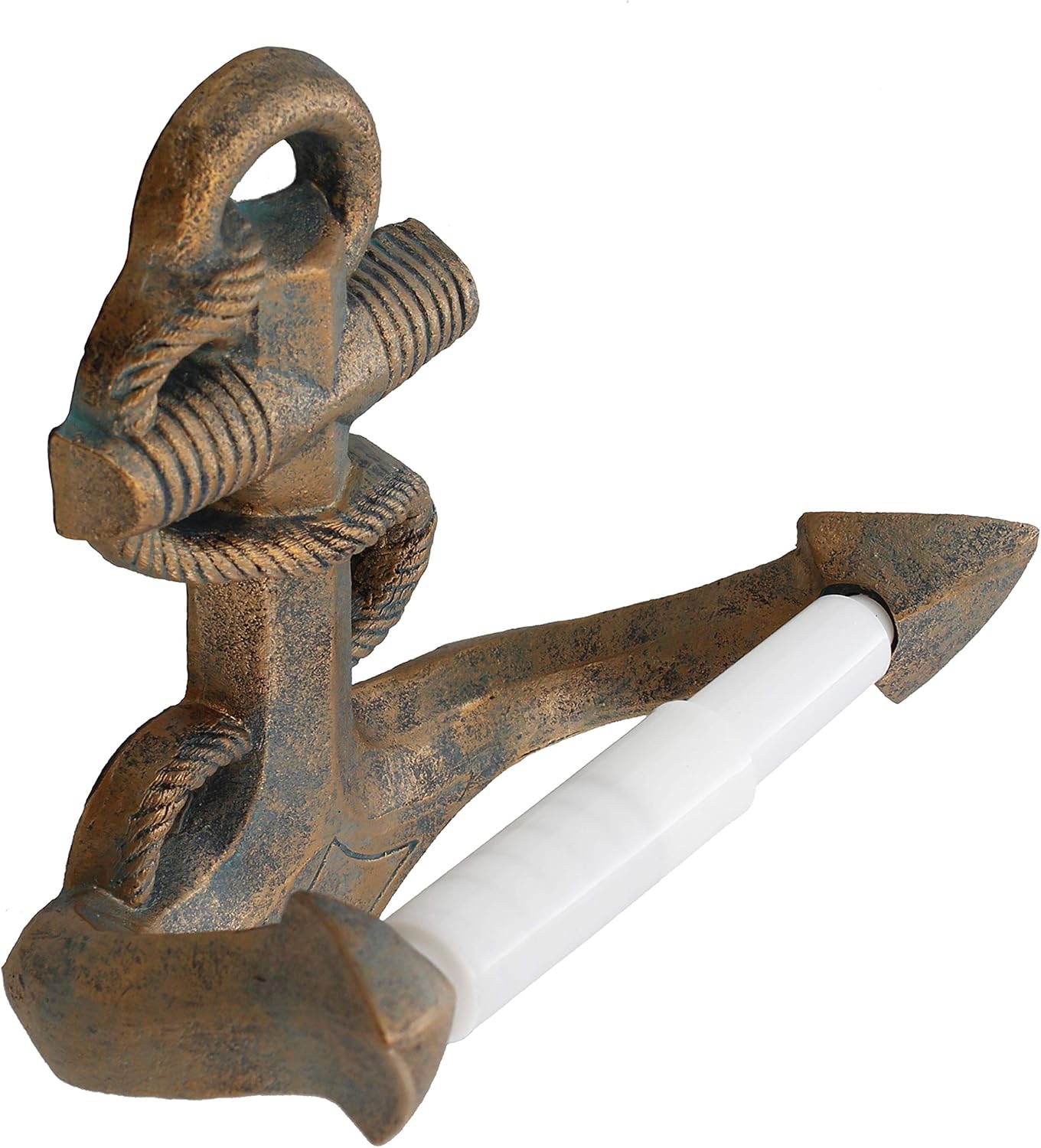 Top Brass Decorative Boat Anchor Toilet Paper Holder - Rustic Rope Wrapped Nautical Decor - Bronze/Verdigris Finish