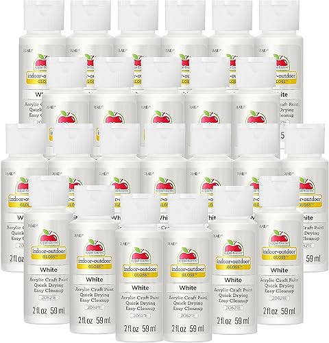 Apple Barrel Pintura acrílica brillante en varios colores (2 onzas), blanco 20621 (paquete de 24)