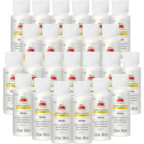 Apple Barrel Gloss Acrylic Paint in Assorted Colors (2-Ounce), 20621 White (Pack of 24)