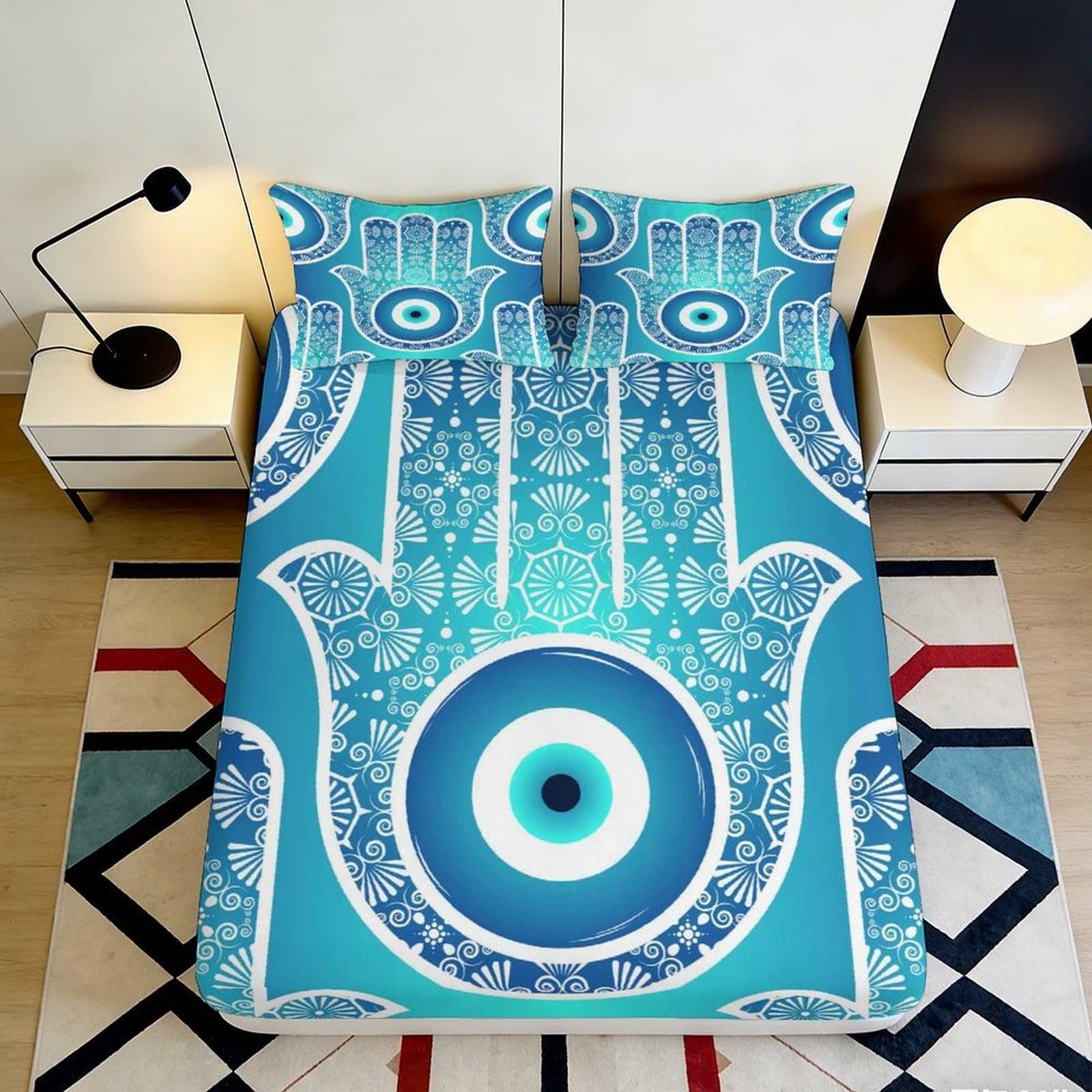 Mandala 3D Printed Fitted Sheet Microfiber Washable Deep Pocket Bedroom Bedding Mandala Mattress Fitted Cover 200x200x25cm 90x200x25cm