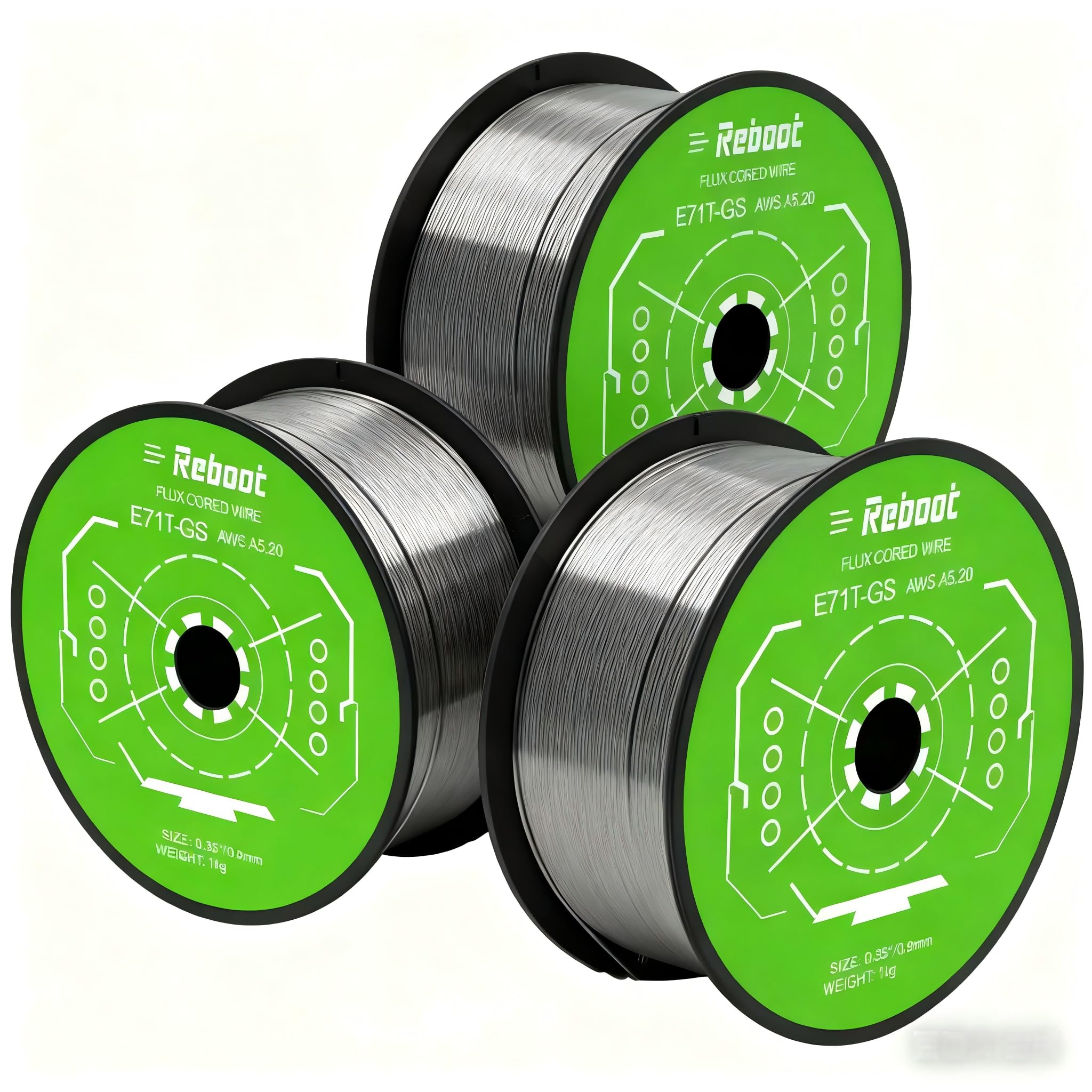 Fil de soudage MIG sans gaz Reboot 0.9mm E71T-GS | 3KG (1KG×3) | Compatible avec la plupart des appareils de soudage sans gaz