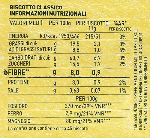 Miniatura 4 de Mulino Bianco Galletas de cereales "Gran Cereale Classico" (sabor clásico), galletas altas en fibras, paquetes de 17.63 onzas (17.64 oz) (paquete de