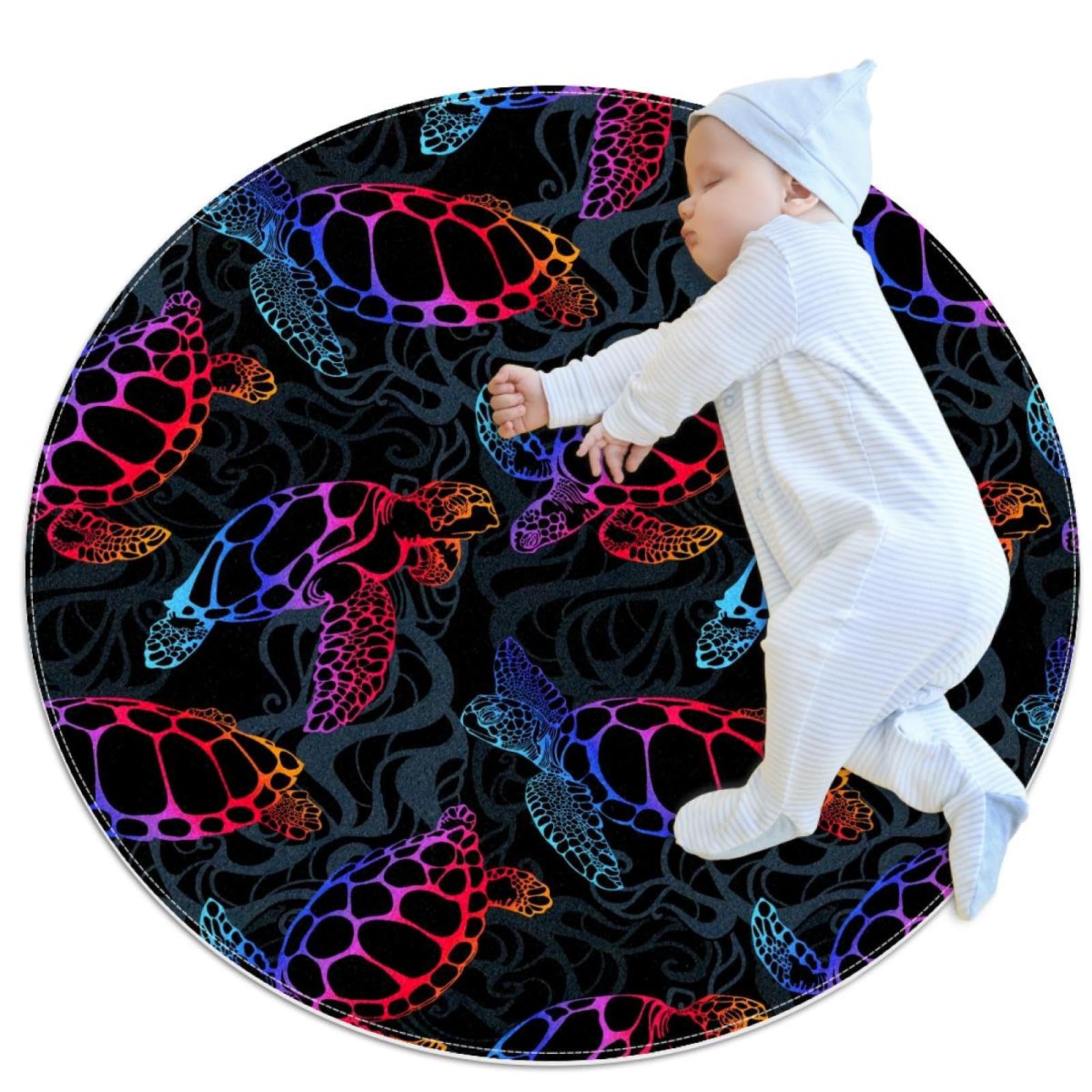 Tapis de sol paillasson tortue de mer pour décoration de chambre d'enfant et salon moderne rond