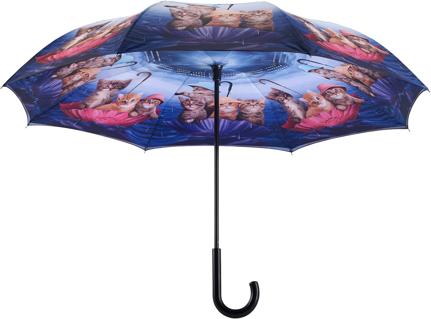 Galleria's Reverse Close Umbrella,Kittens Ahoy with art on both sides.