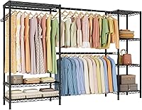 Golpart Heavy Duty Expandable Garment Rack: 1500lbs Capacity, 9 Adjustable Shelves, 3 Hanging Rods - Freestanding Closet Organizer