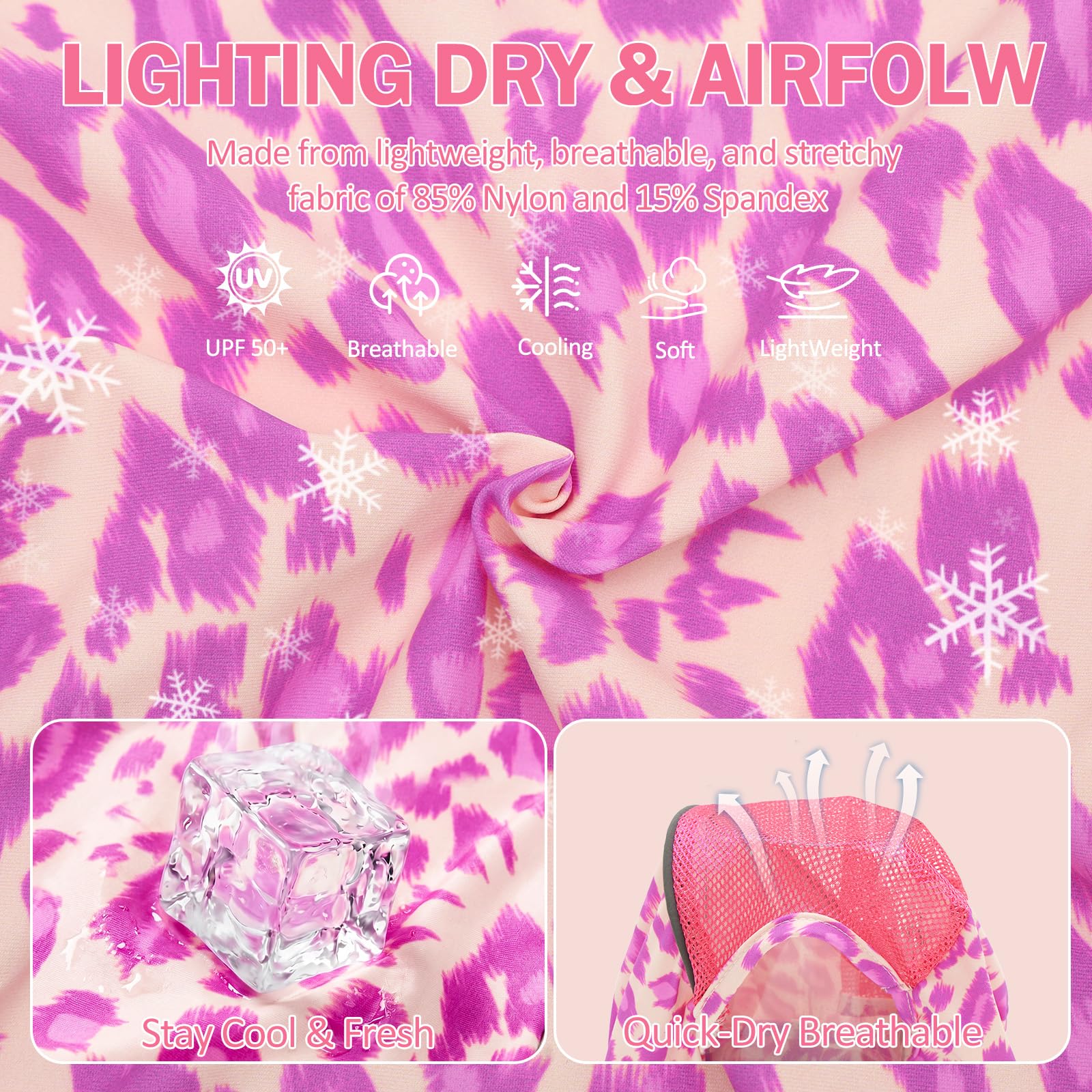 Camisa de protección Solar UPF 50+ para Perro, Paquete de 2 Prendas Suaves de Secado rápido para Perros pequeños y medianos, Leopardo, Rosa, Talla M