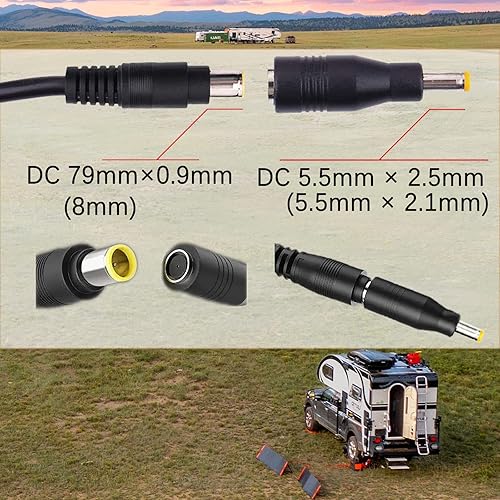 Miniatura 5 de Adaptador de panel solar, DC7909 hembra a conector macho DC5525, 0.315 in a 0.217 in, para generador solar, estación de energía portátil, batería