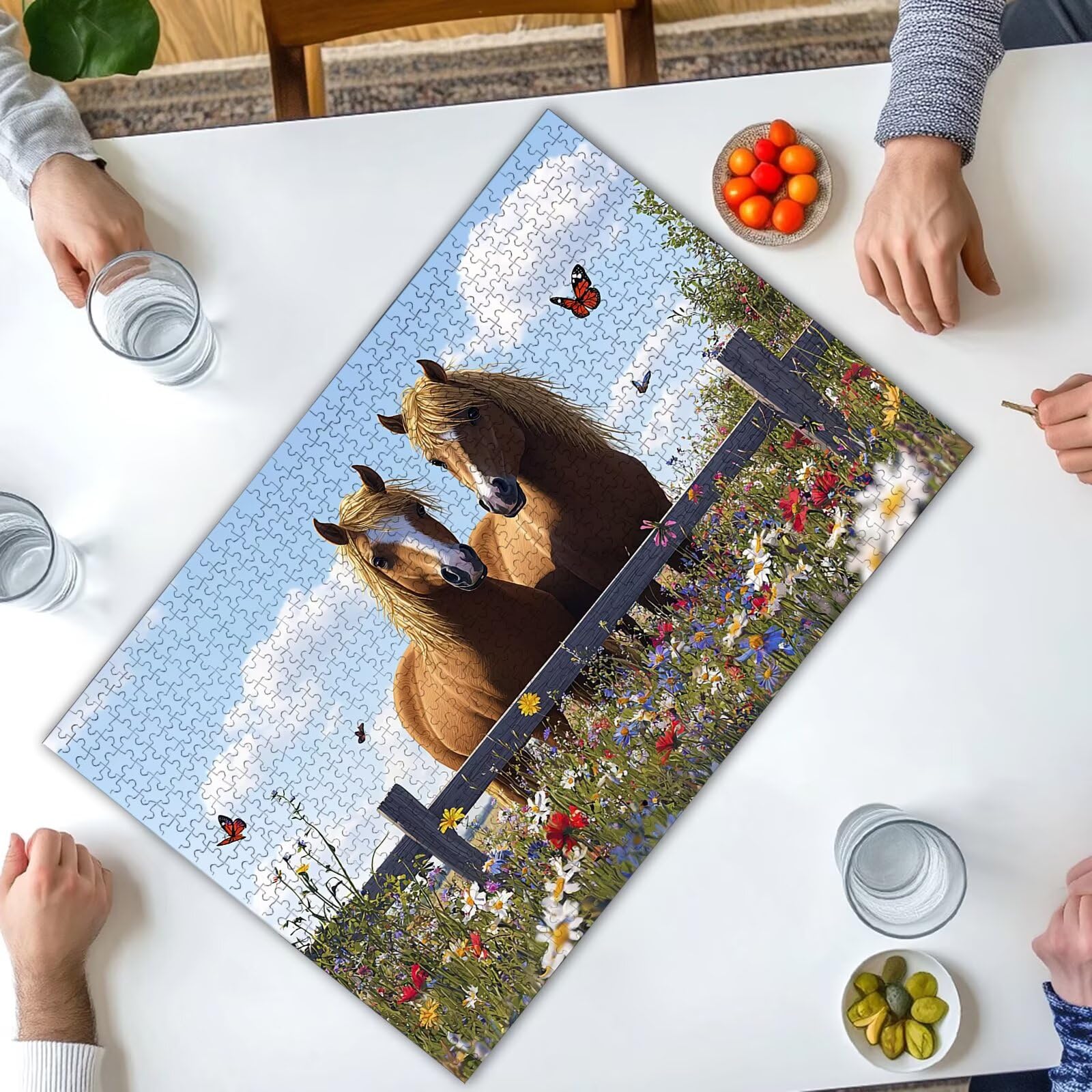 Puzzle Cheval 2000 Pièces Adultes, Puzzle 2000 Pièces pour Adultes et Enfants à Partir de 14 Ans, Ferme Puzzles Bois de Qualité Supérieure avec Une Boîte d'Emballage Exquise, Cadeau Femme/Homme, -1313