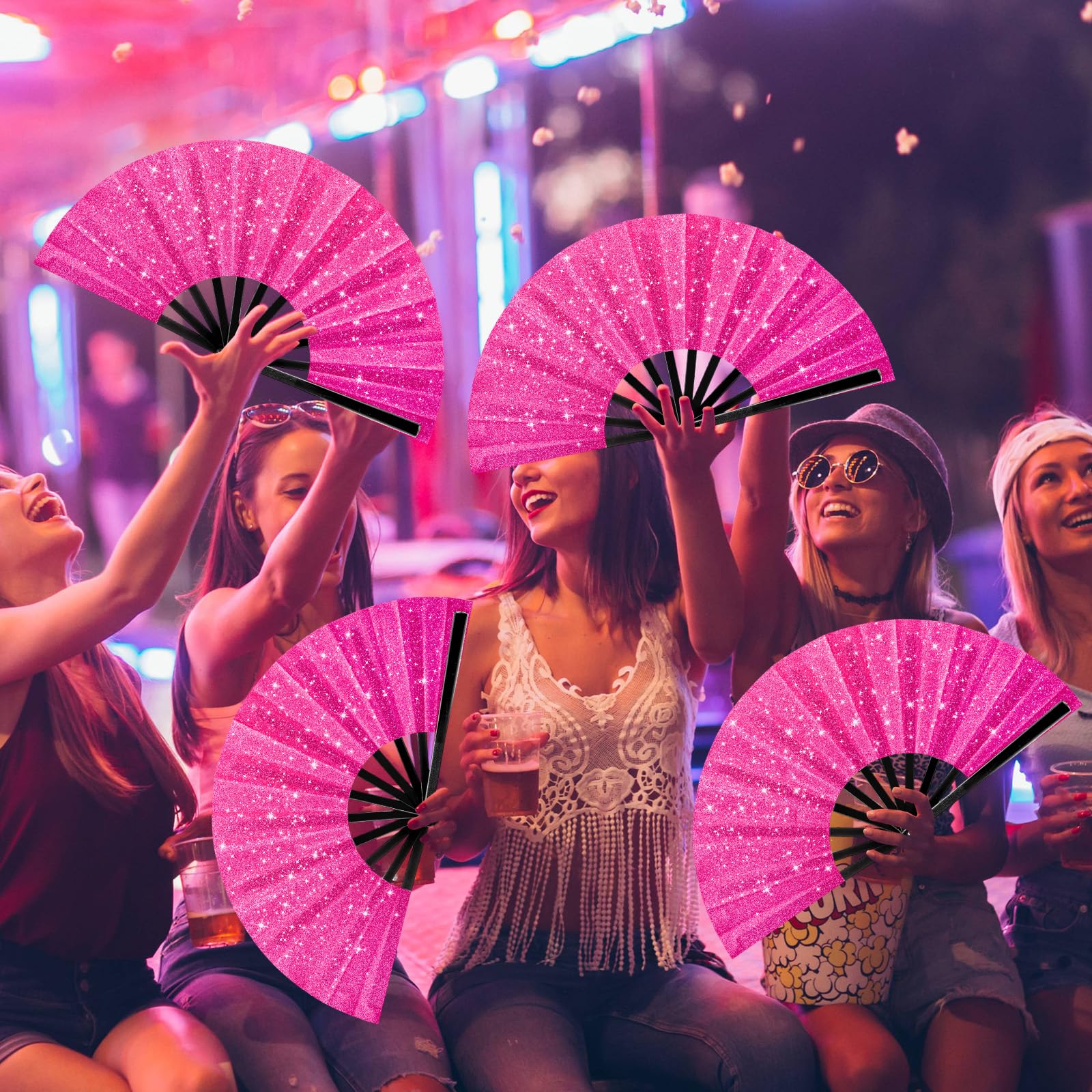 Snapklik.com : Vercraft 24 Pcs 10 Inch Large Glitter Rave Fan Bulk ...