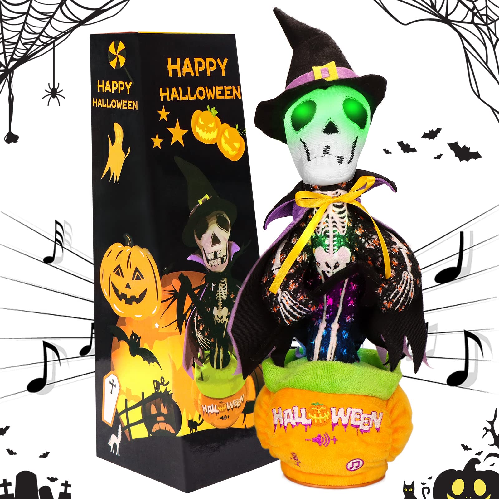 MILEGI Halloween Skeleton Toy Scary Halloween Decorations Indoor Outdoor Light Up Musical Toys Singing Talking Repeats What You Say Mimicking Toy for Boys Girls Skull Plush Toy Creepy Skeleton Decor (B0B2JQ5HJK) Amazon Price History, Amazon Price Tracker