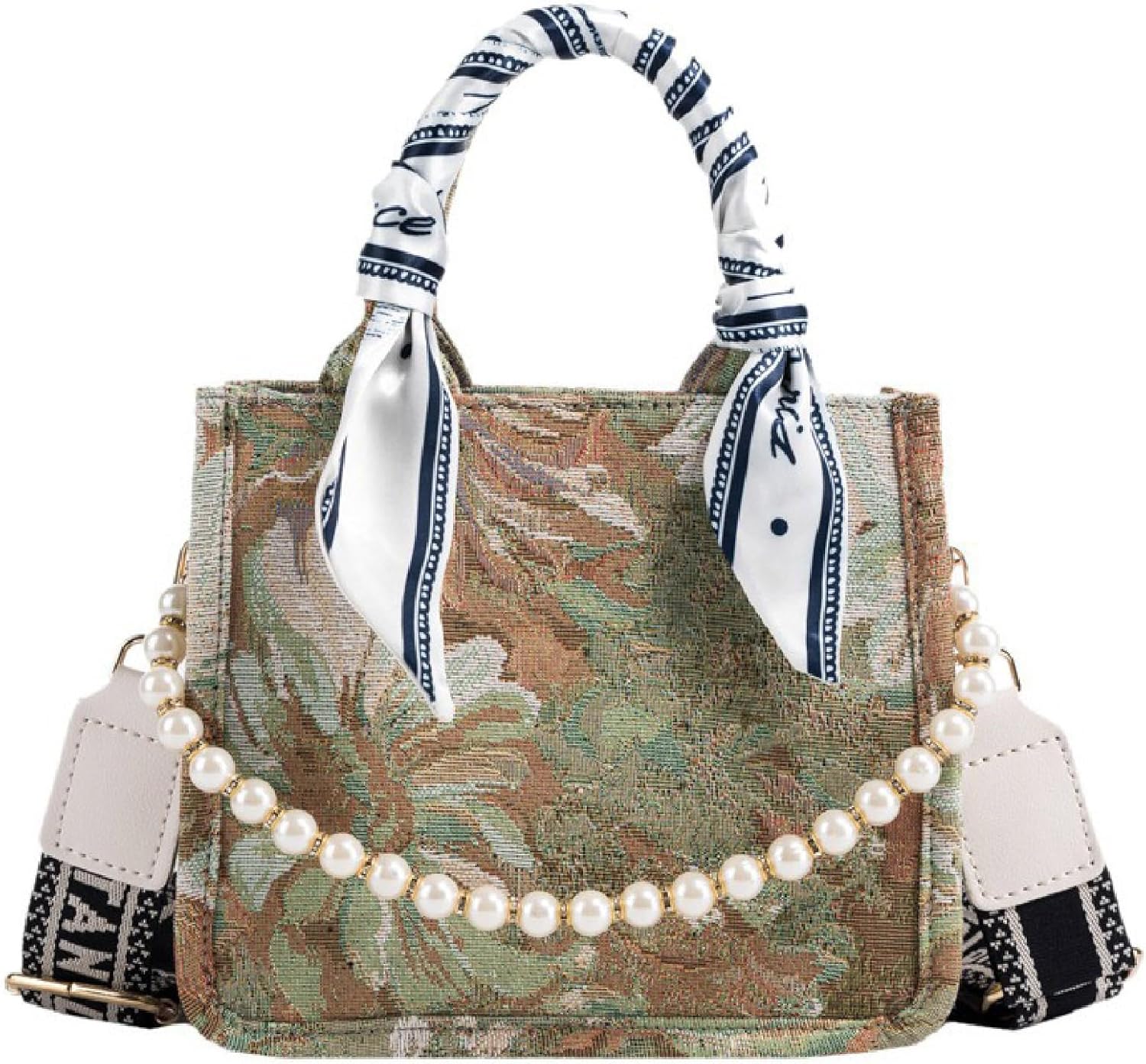 APLUSH Women Handbags Fashion Canvas Tote Bag Large Capacity Jacquard Retro Exquisite Shoulder Bag,Green,21 * 18 * 9cm