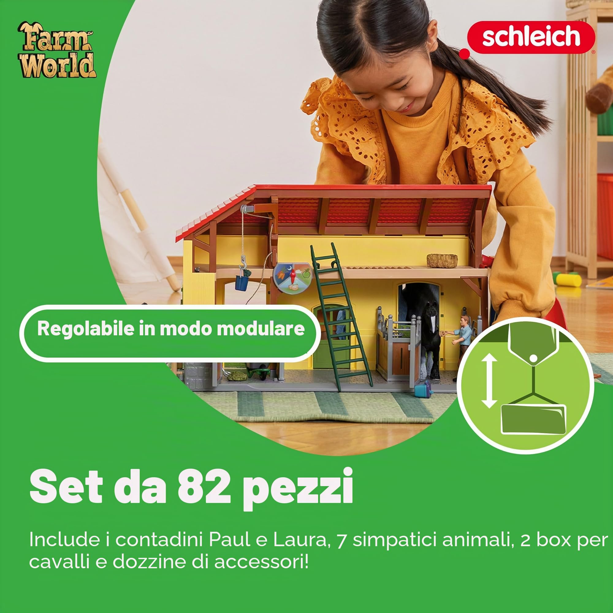 schleich FARM WORLD | Scuderia 42485 | dai 3 anni | 82 pezzi