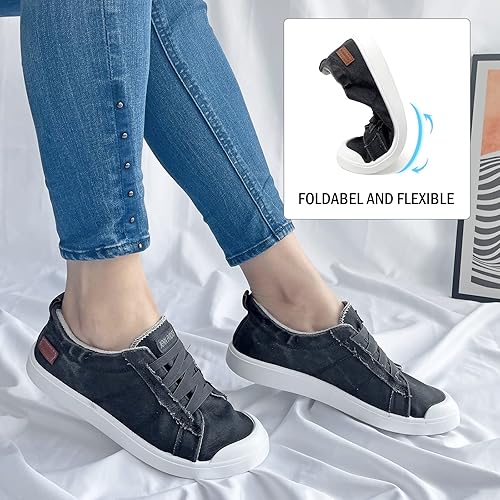 Miniatura 8 de JENN ARDOR - Tenis de lona para mujer, mocasines de meter, moda estilo casual 2022, punta redonda, suaves, cómodos, zapatos planos para caminar