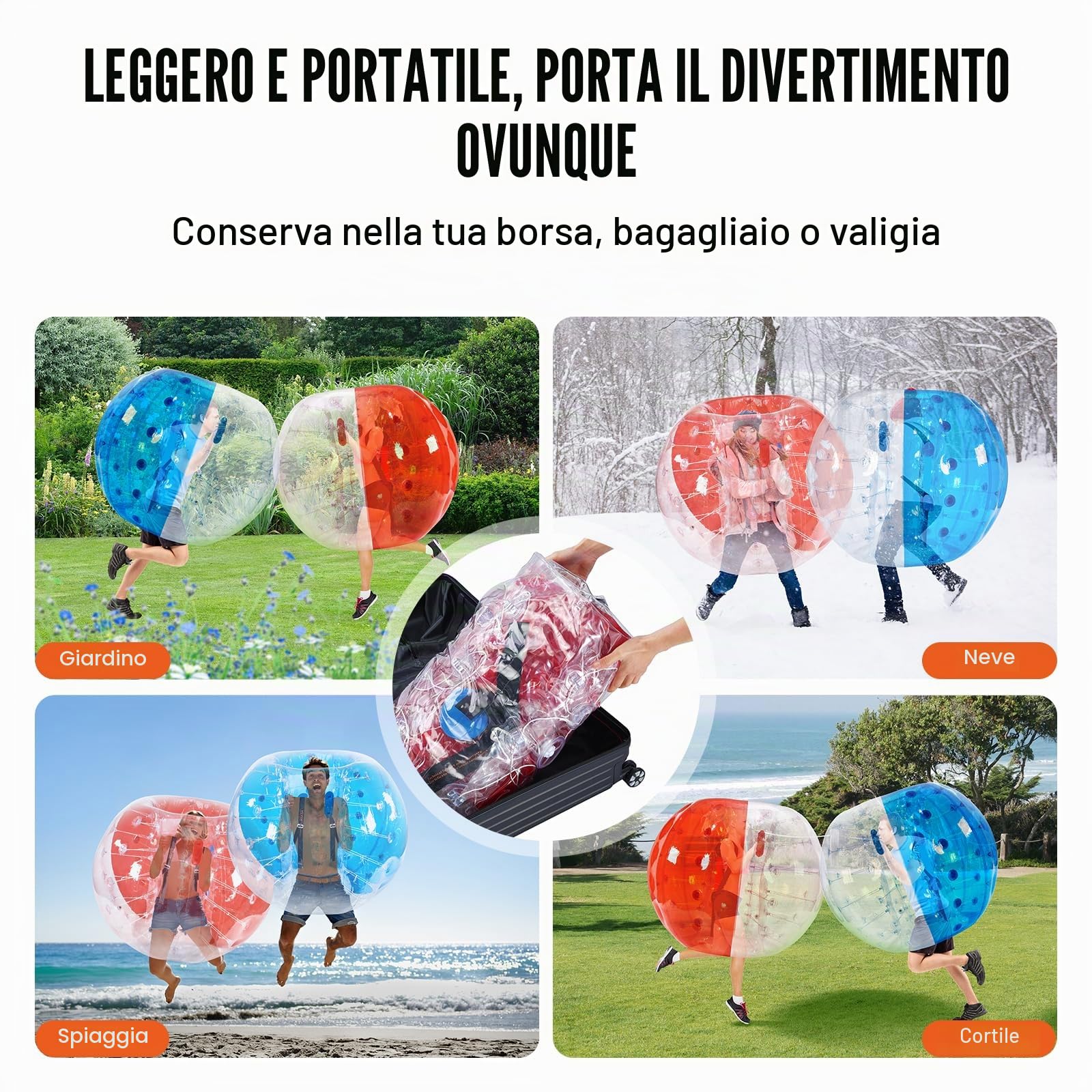 VEVOR Confezione da 2 palline gonfiabili Sumo Zorb da 1,5 m, per adolescenti e adulti, 0,8 mm di spessore, in PVC, per criceti umani, per giochi di squadra all'aperto, giochi di squadra, giocattoli