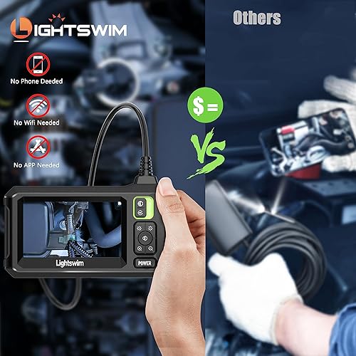 Miniatura 2 de Boroscopio digital HD industrial, cámara de inspección de endoscopio IPS de 4.3 pulgadas con alcantarillado de serpiente impermeable IP67 de mano