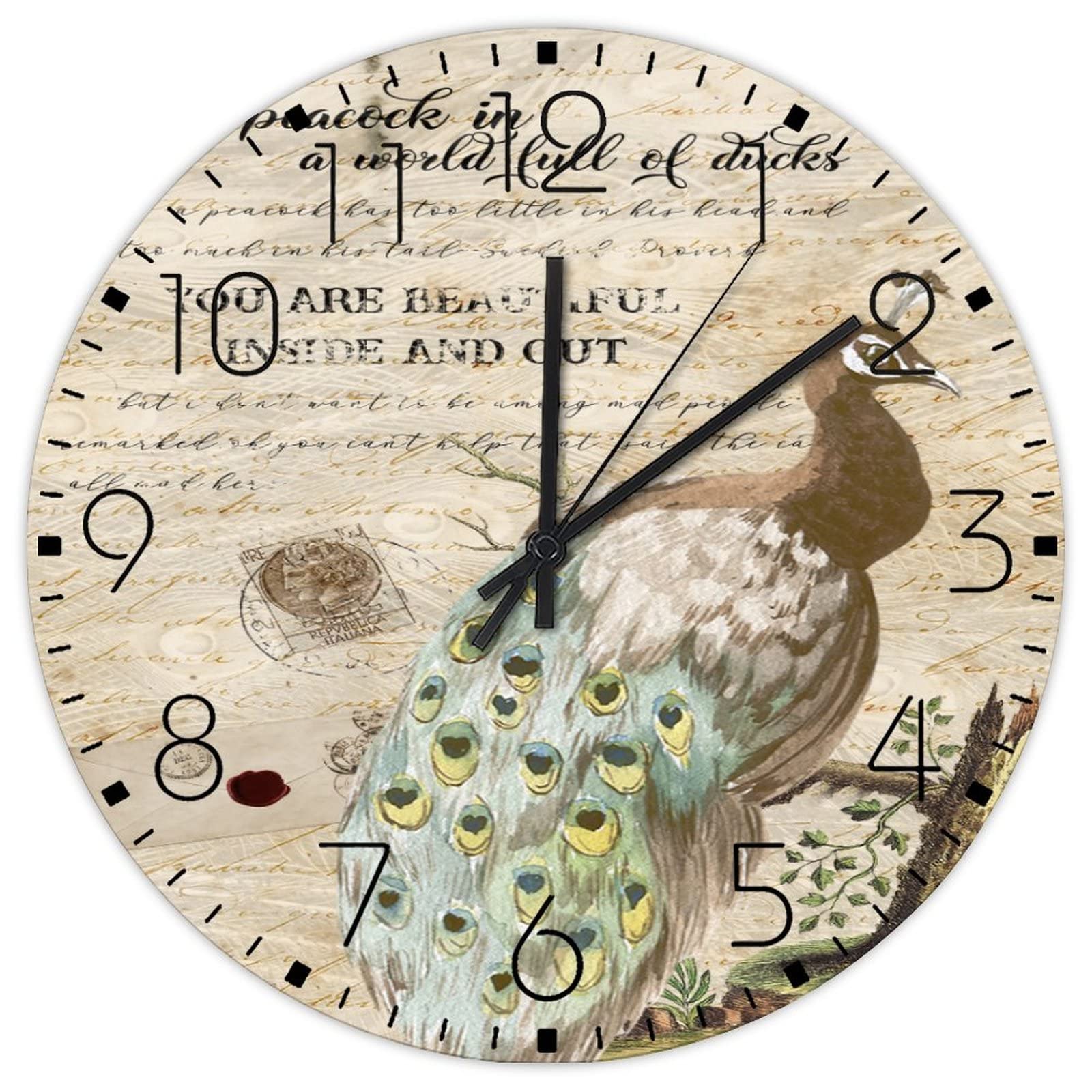 Horloge murale sans tic-tac en bois 30cm pour cuisine et salon calme
