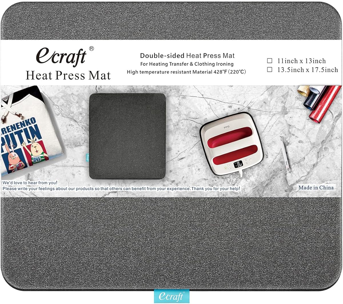 Heat Press Mat for Cricut Easypress: Ecraft (11 x 13 inch) Double-Sided Heating Ironing Mats for Craft Insulation Transfer HTV VinylHeat Press Machine,T Shirts