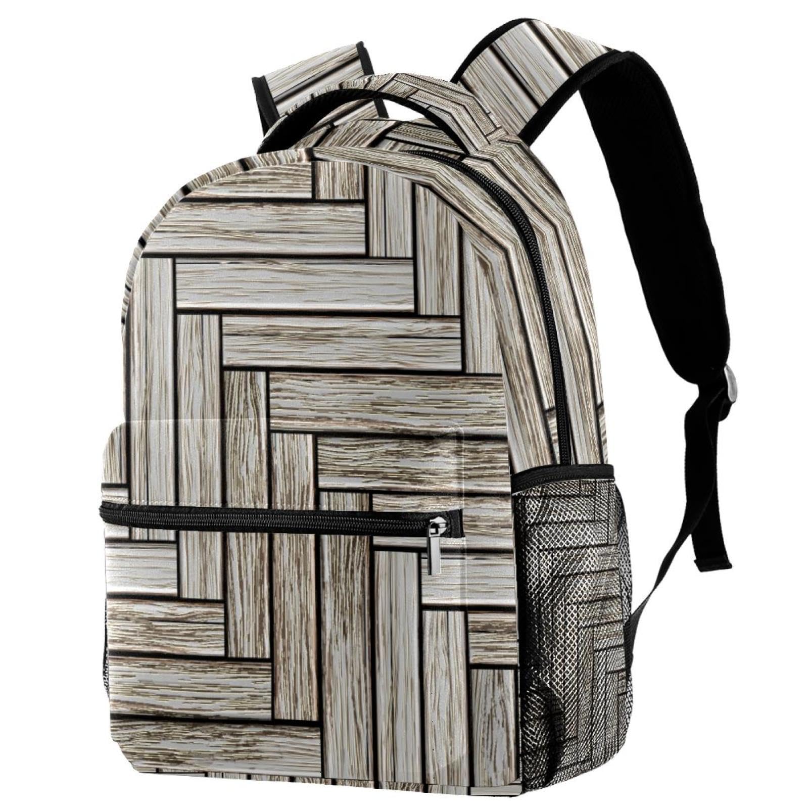 Mochila estampado de madera gris casual y multicolor de 40cm 7