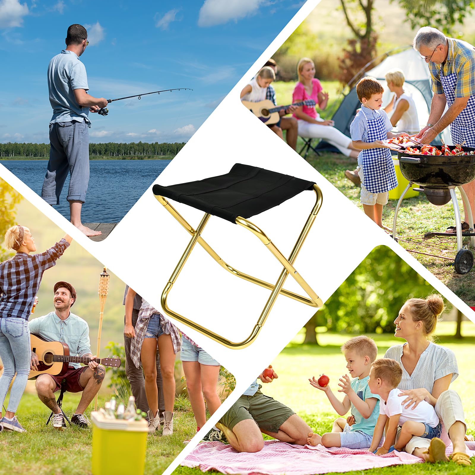 Sgabello Pieghevole Portatile - Leggero, Per Esterno, Campeggio, Spiaggia, Peso Max 80kg