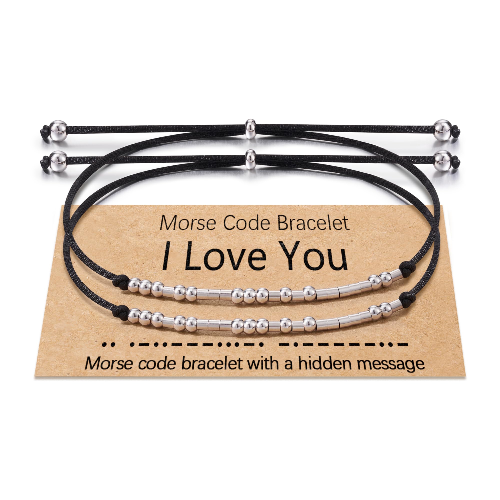 Shonyin Valentines Day Gifts for Her Him, I Love You Morse Code Bracelet Couple Bracelets for Boyfriend Girlfriend Husband Wife Birthday Anniversary Jewelry Gift