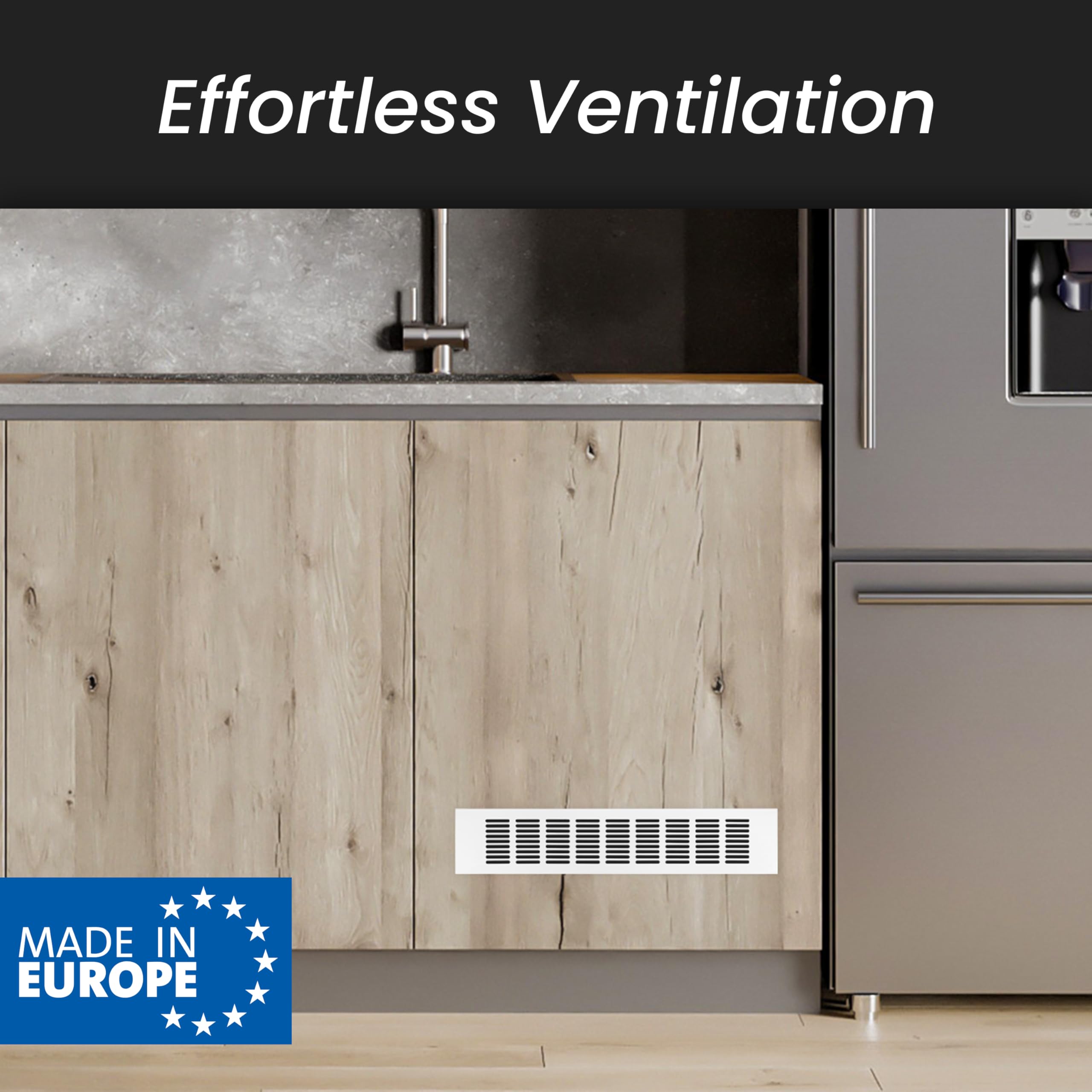 Repa Market Ventilation Grille Silver 400 x 100mm (Frame Size), Aluminum Air Vent Cover for Kitchen Plinth Cabinet, Door - Image 4