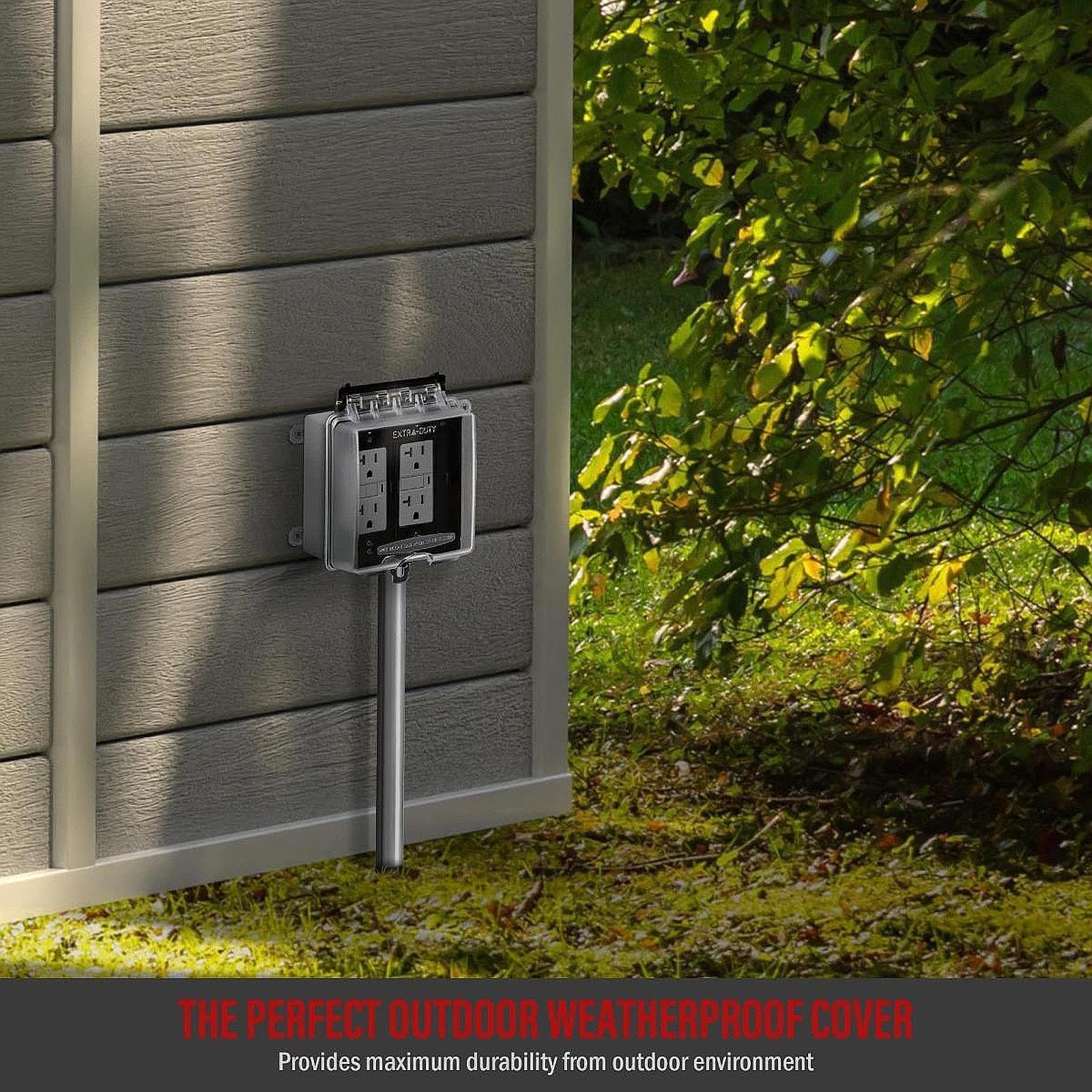 Baoblaze Copertura per presa elettrica esterna, protezione da pioggia e polvere, facile installazione, con chiusura a chiave, trasparente, verticale, 2 Gruppi