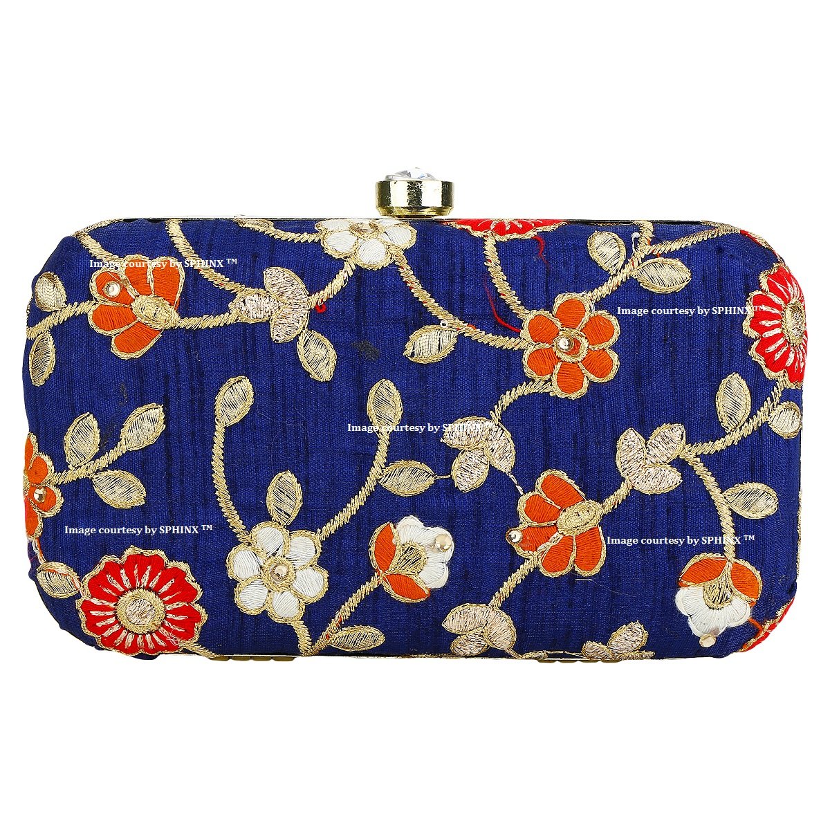 SPHINX Contemporary Handcrafted Ethnic Clutch for Women/Girls - Royal Blue (1 Piece)