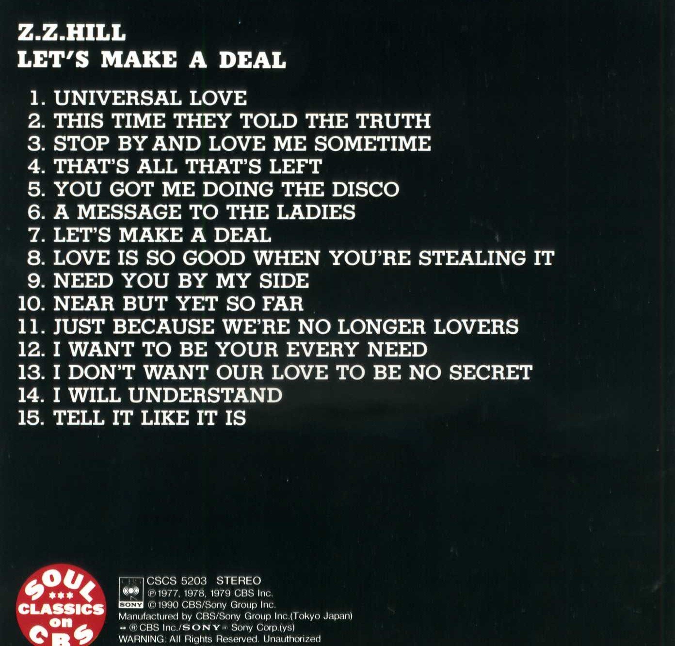 Z.Z. HILL - Let's Make A Deal - CD