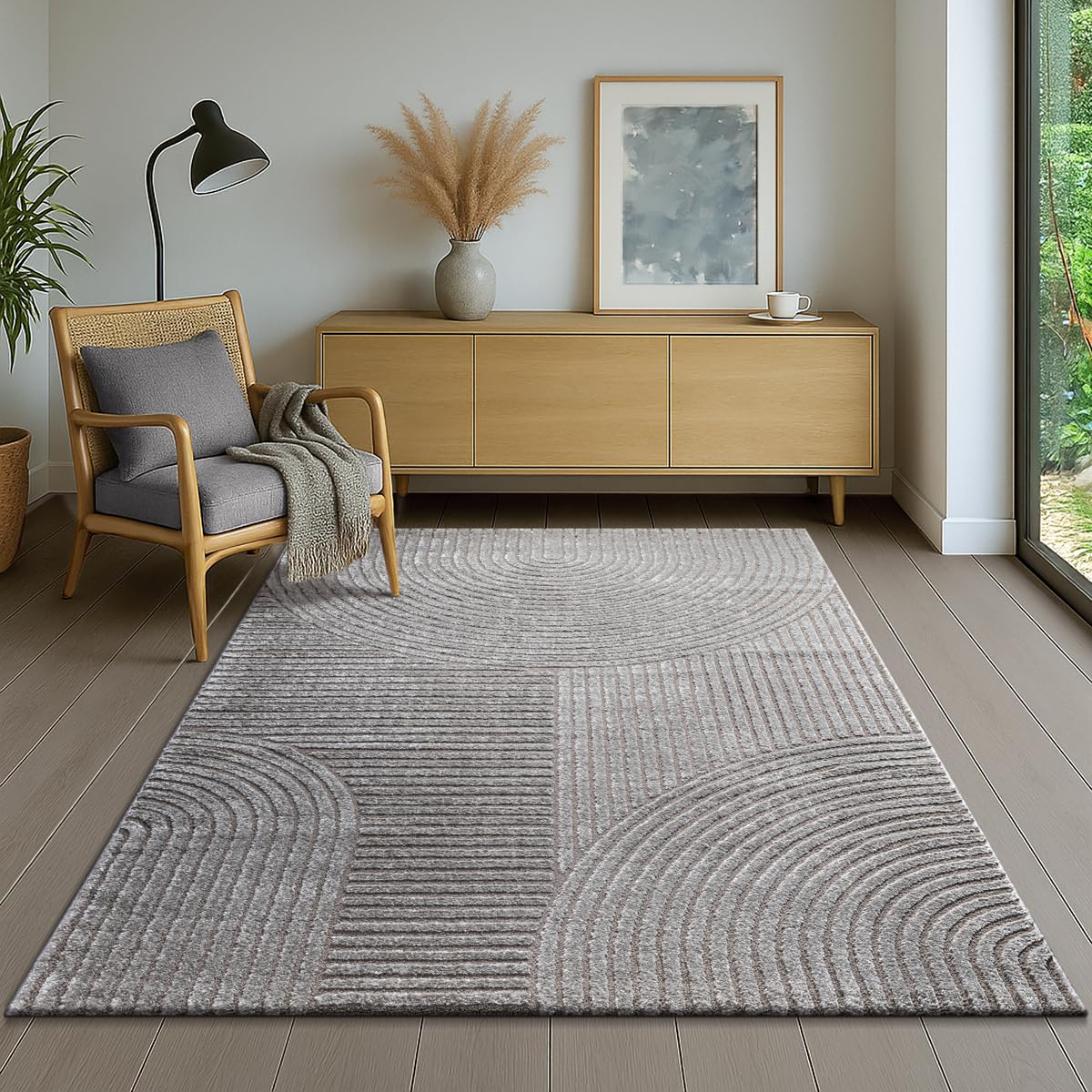 the carpet Everest - modern short pile with high-low effect, 3D effect, high pile density and pleasantly soft, Grey, 200 x 290 cm โ image 1