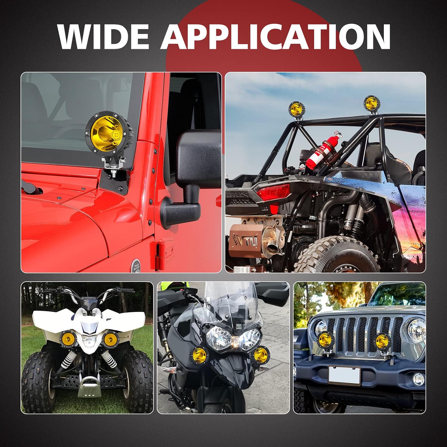 Buy 1 get 1 🔥 Teochew-LED 2PCS Amber LED Pods 4 Inch Round Driving Lights Off Road LED Light 40W Spot Light Yellow Work Lights Fog Lamp for Truck ATV SUV Forklift Boat Bumper A-Pillar Headlight