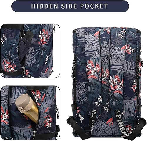 Miniatura 8 de Bolsa de lona floral para gimnasio, mochila de lucha libre, con compartimento para zapatos, 4 tipos de método trasero, impermeable, deportes,