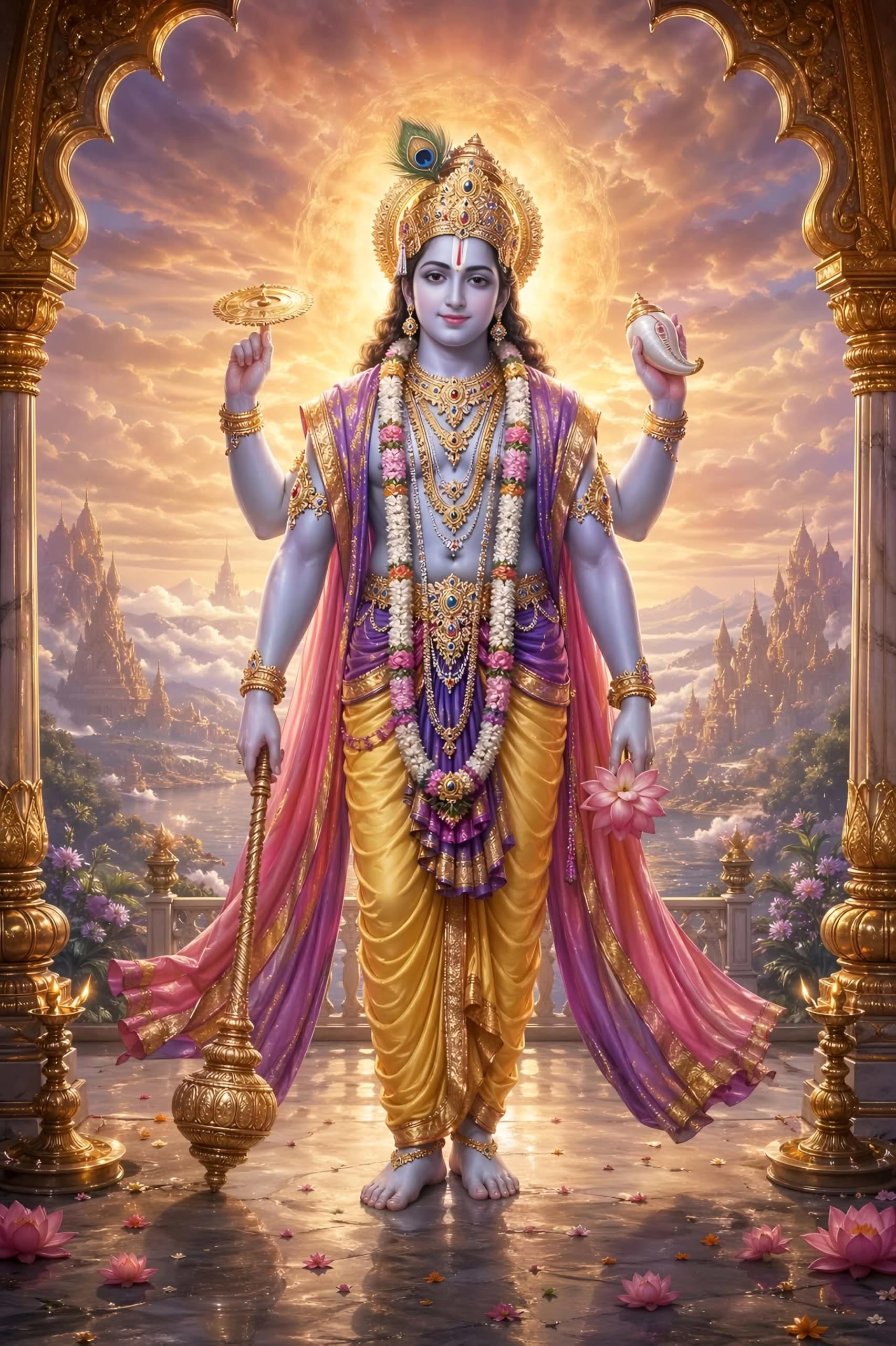 Vishnu Narayan Bhagwan Wall Poster Vinyl Sticker poster For Home Decor,Office,Hall, Living Room, Bedroom, Kids Room (18 inch X 12 inch,Rolled)-image-48