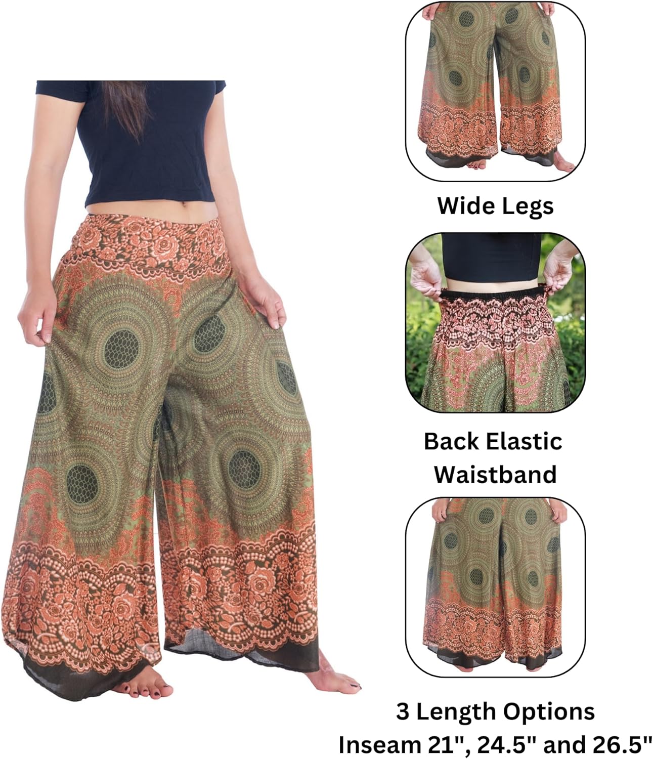 Lannaclothesdesign Palazzo Pants for Women Wide Leg Boho Harem Yoga Pants S M L XL Sizes - Image 4